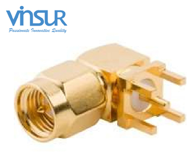 11512040 -- RF CONNECTOR - 50OHMS, SMA MALE, RIGHT ANGLE, PCB-THROUGH HOLE, ROUND POST